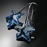 Sapphire Blue Starfish Crystal 925 Sterling Silver Earrings Used Swarovski Crystals