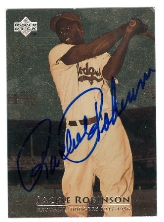 Rachel Robinson Autographed/Hand Signed baseball card (Brooklyn Dodgers) Jackie Robinson 1996 Upper