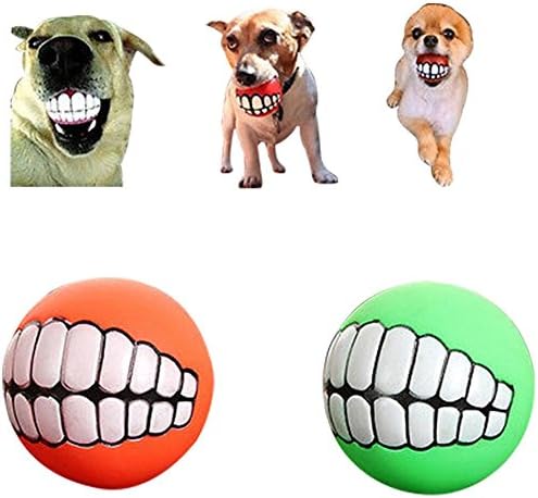 SweetPet 2pcs/lot Funny Pet Dog Ball Teeth Silicon Toy Chew Sound Dogs Play Toys