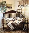 Africa/Jungle/Safari Chocolate Mocha and Leopard Baby 10-pc Crib Bedding Set w/Musical Mobile