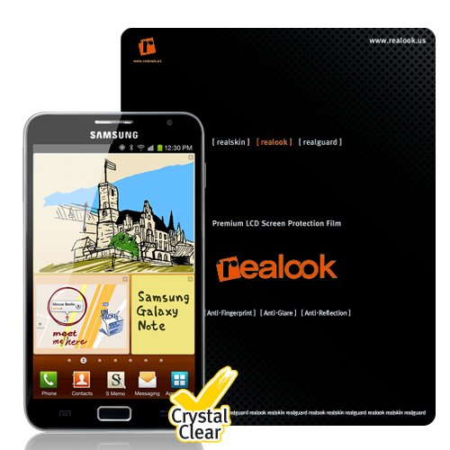REALOOK Samsung Galaxy Note (int'l ver. w/ Home button - NOT for AT&T) (Model# GT-N7000) Screen Protector, Crystal Clear 2-PK