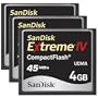 SanDisk 4 GB Extreme IV Compact Flash Memory Card - Pack of 3