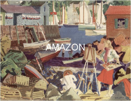 1952 Millard Sheets - Cove at Rockport Watercolor Art Print