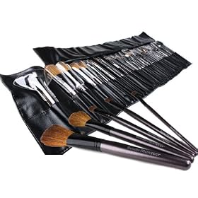 Bundle Monster 34pc Studio Pro Makeup Make Up Cosmetic Brush Set Kit w/ Leather Case - For Eye Shadow, Blush, Concealer, Etc