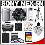 Sony Alpha NEX-5N Digital Camera Body & E 18-55mm OSS Lens (Silver) with 16 ....
