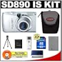 Canon PowerShot SD890 IS Digital Camera (Silver) + 4GB Cameta Bonus Accessory Kit