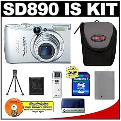 Canon PowerShot SD890 IS Digital Camera (Silver) + 4GB Cameta Bonus Accessory Kit