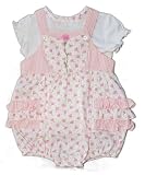 Sweet Potatoes White Overall Onesie with Pink Rose Bud Print 3M