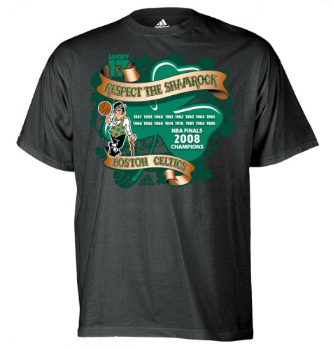 Buy Boston Celtics 2008 NBA Finals Champions Respect The Shamrock 17X Championship T-shirt