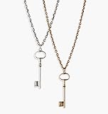 Avon mark Secret's Safe Key Necklace Burnished Silvertone