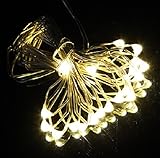 5M 50 LED 3×単三電池電源装飾LED銅線フェアリーストリングライトランプクリスマスホリデーウェディングパーティー (暖かい白)