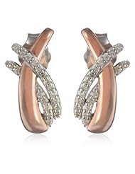 14K Rose Gold Plated Sterling Silver Diamond Bold Earrings (1/6 cttw, I-J Color, I2-I3 Clarity)