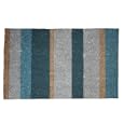 Blue Stripe Coir Rubber Backed Door Mat Rug