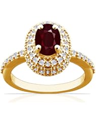 14K Yellow Gold Cushion Cut Ruby Ring With Sidestones (GIA Certificate)