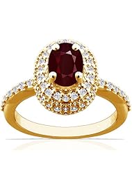 18K Yellow Gold Cushion Cut Ruby Ring With Sidestones (GIA Certificate)