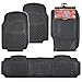 MotorTrend 100% Odorless Ridged Heavy Duty Rubber Floor Mats (Black) - Semi Custom Fit
