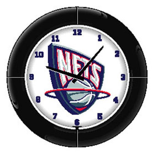 Nba Team Logo Everbrite Neon Wall Clock Team: New Jersey Nets Picture