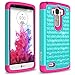 LG G Stylo Case, RANZ® Hot Pink/Teal Spot Diamond Studded Bling Crystal Rhinestone Dual Layer Hybrid Cover Silicone Rubber Skin Hard Case For LG G Stylo (LS770)