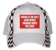 BRIDGE IS THE ONLY GAME WHERE DUMMIES KNOW THE SCORE White Racing Checker Flag Hat / Baseball Cap