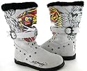 Ed Hardy Boot Straps Audigier White Gray Shoes