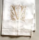 Set of 6 Monogram Embroidered Guest Towel - V