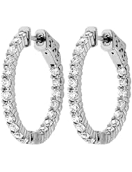2.00 ct. tw Round Cut Diamond Inside Outside Hoop Earrings - E-F VS1 - 18 Kt. White Gold