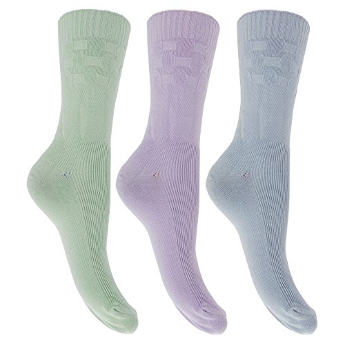 Womens/Ladies Wide Fit Diabetic Socks With Easytop Comfort Grip (Pack Of 3)