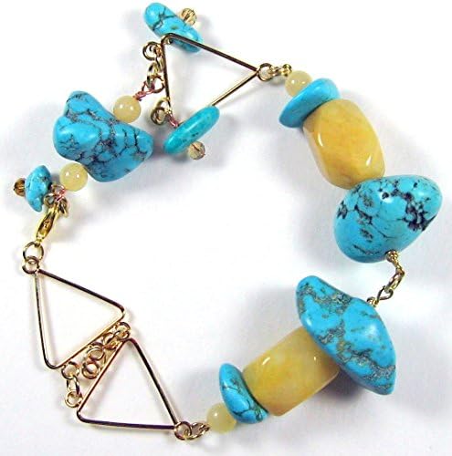 Women's Healing Jewelry Bracelet: Reiki, Chakra, Energy Charged Gemstones - Turquoise, Citrine, Agate and Crystal Quartz with Gold (Free Shipping for US Residents)