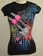 Celebrity Babe Womens Skull Guitar & Roses Print T-Shirt