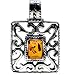 Certified Genuine Honey Amber and Sterling Silver Gothic Rectangular Pendant