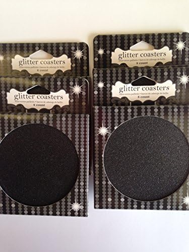 Bundle of 4 Pack, 32 in All of Glitter Glitz Black Coasters Graduation Parties with class