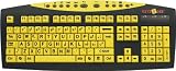 Large Print Spanish USB Computer Keyboard for Visually Impaired - Yellow Keys with Black Letters