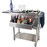 Glastender Portable Stainless Steel Cocktail Station Cart: Nickel Plated Casters