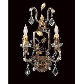 Savoy House Traditional Crystal Bark Two-Light Sconce