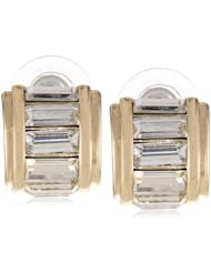 Anne Klein "Hylan" Gold-Tone Crystal Mini Baguette Hoop Earrings