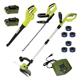 Sun Joe LISJ2241 18-Volt Lithium-Ion Cordless String Trimmer, Leaf Blower and Hedge Trimmer Combo Kit
