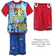 Pokemon Boys Red & Blue 3 Piece Pajama Sleepwear Set - Shirt, Pants & Shorts