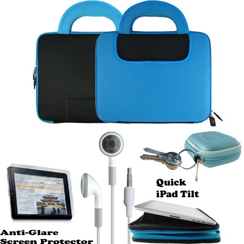 iPad Tilt Premium anti slip high quality Hard Nylon Cube Case with Pocket and Handles for Apple iPad 3G tablet / Wifi model 16GB, 32GB, 64GB. Apple iPad Accessories+ Includes a 4 inch eBigValue (TM) Determination Hand Strap + iPad Touch Anti Glare Screen Protector Guard (Compatible with all Versions of iPad) + Also includes a set of Fashion Earbud Headset Headphones 3.5mm Jack In Ear Stereo + Includes an earphone case Clamshell Style with Zipper Enclosure, Inner Pocket, and Durable Exterior! 51TfU94Ml1L iPad Tilt Premium anti slip high quality Hard Nylon Cube Case with Pocket and Handles for Apple iPad 3G tablet / Wifi model 16GB, 32GB, 64GB. Apple iPad Accessories+ Includes a 4 inch eBigValue (TM) Determination Hand Strap + iPad Touch Anti Glare Screen Protector Guard (Compatible with all Versions of iPad) + Also includes a set of Fashion Earbud Headset Headphones 3.5mm Jack In Ear Stereo + Includes an earphone case Clamshell Style with Zipper Enclosure, Inner Pocket, and Durable Exterior!