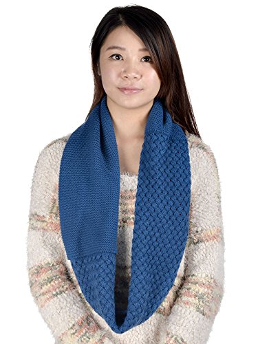 Simplicity Women Pashmina Blend Knit Winter Infinity Circle Scarf, Peacock Blue