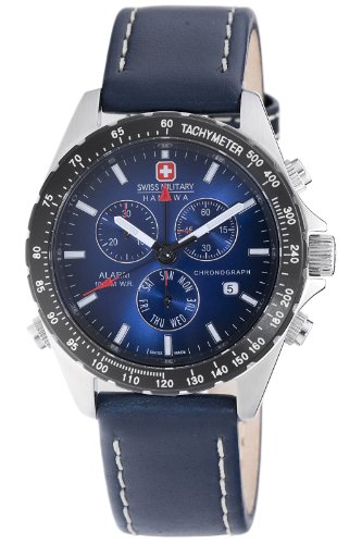 Swiss Military Hanowa Men's 06-4007-04-003 Navigator Blue Dial Leather Strap Watch