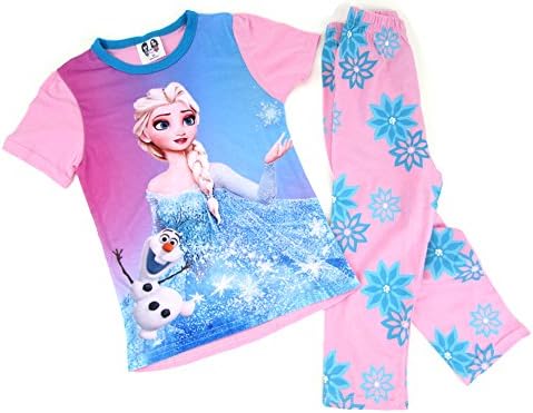 Girls Frozen Elsa Pink Blue Pajamas 2 Piece Set for Ages 2 to 7 (2Y (90))