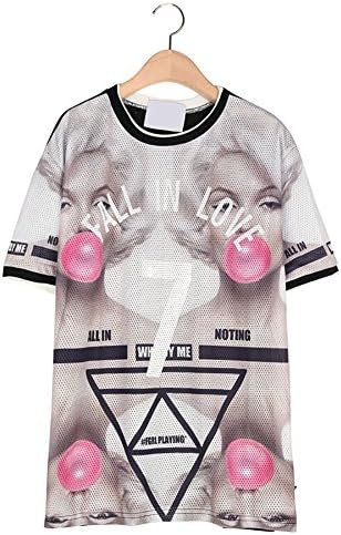 Unique Style Marilyn Monroe Loose Hollow Out Short Sleeve Baseball T-shirt Versatile