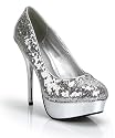SILVER SEQUINS Closed Toe PLATFORM PUMP Heels