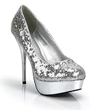 SILVER SEQUINS Closed Toe PLATFORM PUMP Heels