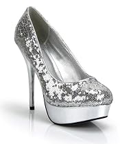 SILVER SEQUINS Closed Toe PLATFORM PUMP Heels
