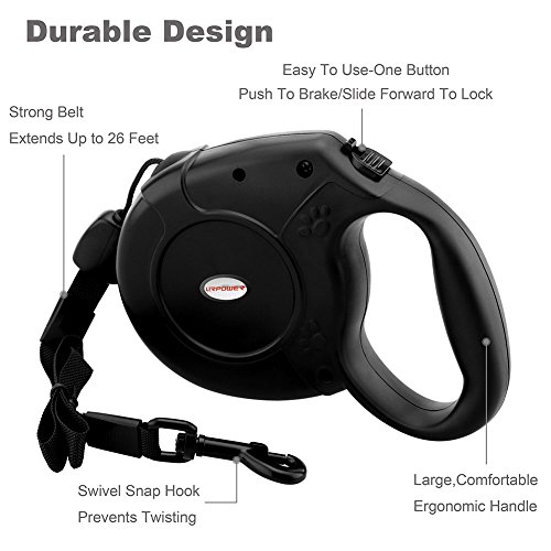 URPOWER 16.4 Feet Nylon Retractable Dog Leash with Nylon Ribbon Cord