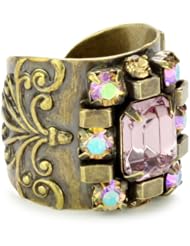 Sorrelli "Mirage" Square Checker Crystal Gold-Tone Adjustable Ring