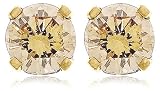 14k Yellow Gold Round Champagne Diamond Stud Earrings (3/8 cttw)