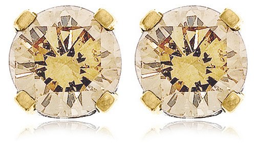 14k Yellow Gold Round Champagne Diamond Stud Earrings (3/8 cttw)