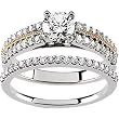 14K Two-Tone Gold Diamond Wedding Set Semimount - 0.70 Ct. - CENTER STONE NOT INCLUDED